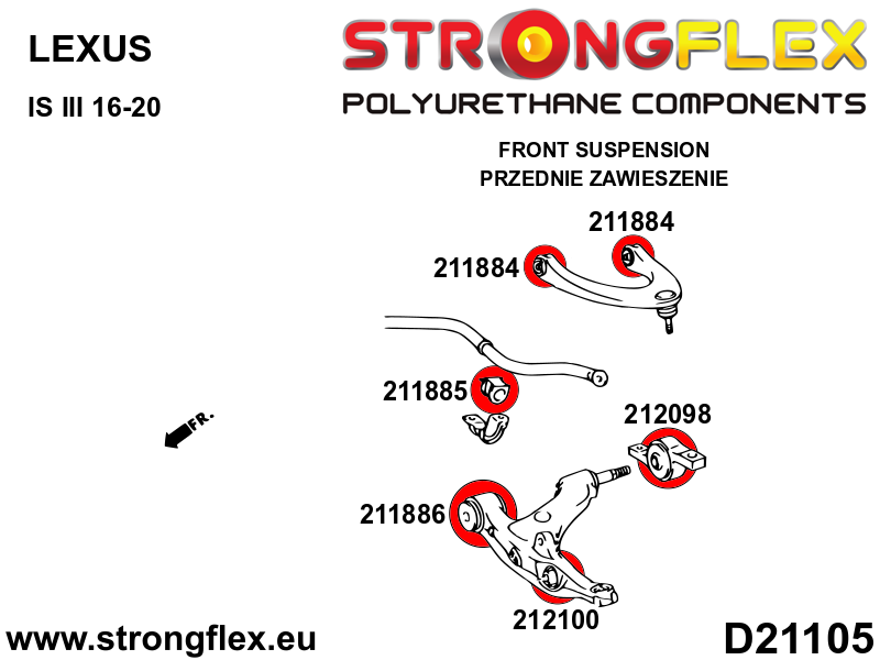 Silentblock de horquilla delantera para el amortiguador SPORT Lexus GS L10 (212100A)