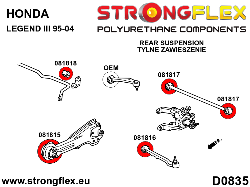 Silentblock de estabilizadora trasera SPORT Honda Legend FR-V Stream CR-V (081818A)