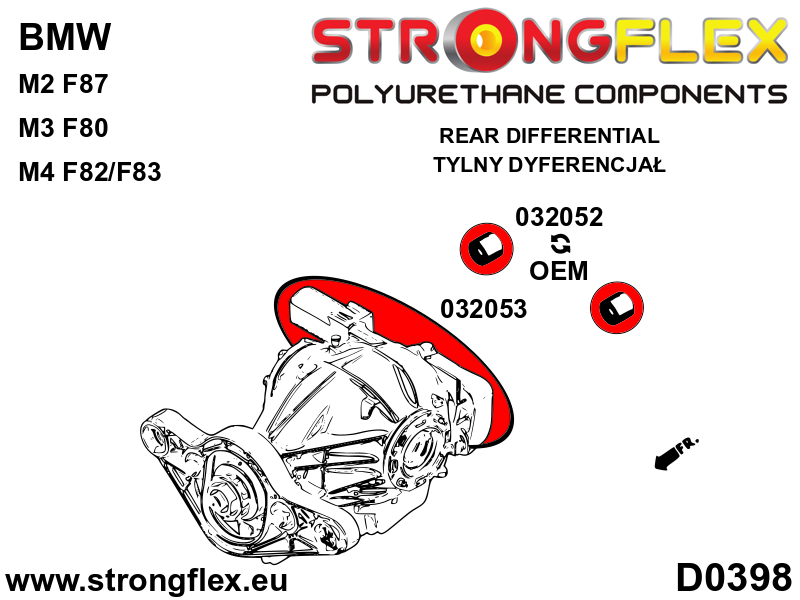 Soporte doble del diferencial trasero BMW Serie 3 F30 F31 F34 F80 M3 F22 F23 (032053)