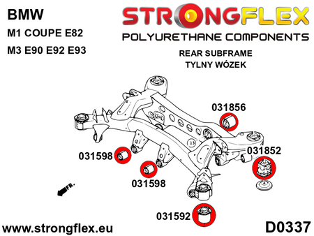 Silentblock delantero del subchasis trasero SPORT BMW Serie 1 E81 E82 E87 (031592A)