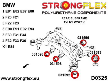 Silentblock delantero del subchasis trasero SPORT BMW Serie 1 E81 E82 E87 (031593A)