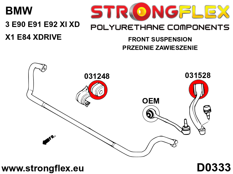 Silentblock de brazo delantero xi 4x4 SPORT BMW Serie 3 E90 E91 E92 E93 E84 (031528A)