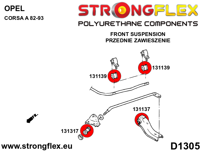 Silentblock interior del brazo delantero SPORT Opel Corsa S83 (131137A)