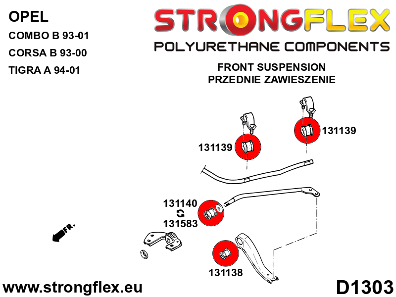 Silentblock interior del brazo delantero Opel Combo S93 Corsa Tigra (131138B)