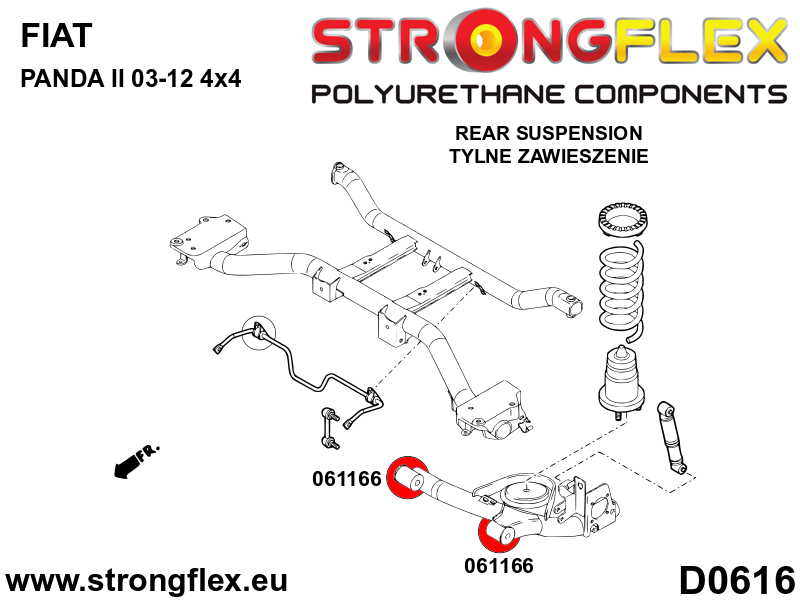 Kit de silentblocks del brazo tirado trasero SPORT Fiat Cinquecento 4x4 (066038A)
