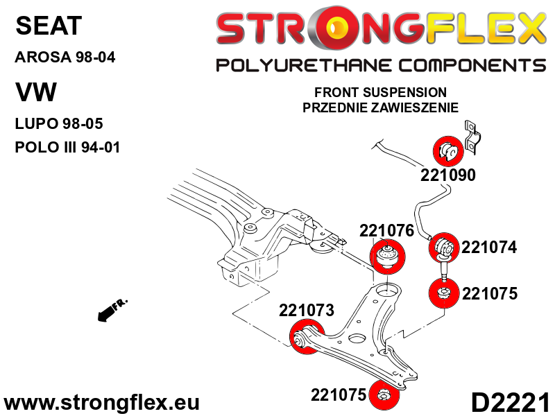 Silentblock de perno delantero SPORT Seat Córdoba 6K 1L 9K 1G 1H 1E A2 6N (221075A)