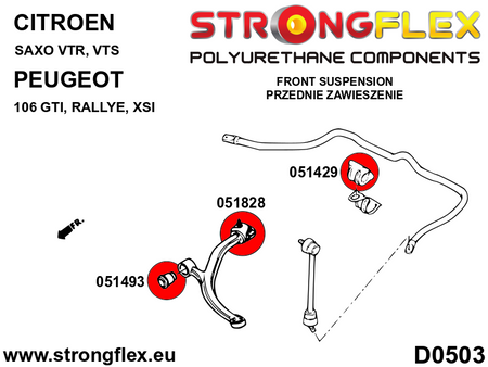 Kit de silentblocks de suspensión delantera Citroën Saxo Chanson 106 (056005B)