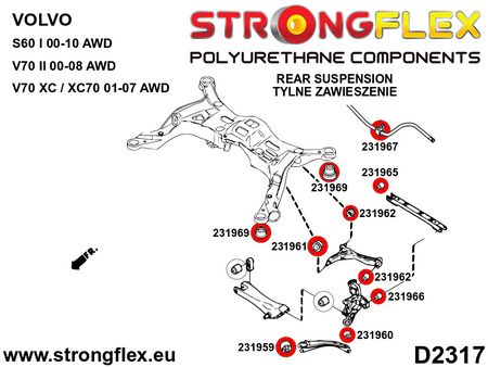 Silentblock de brazo superior trasero trasero SPORT Volvo S80 V70 FWD AWD (231962A)