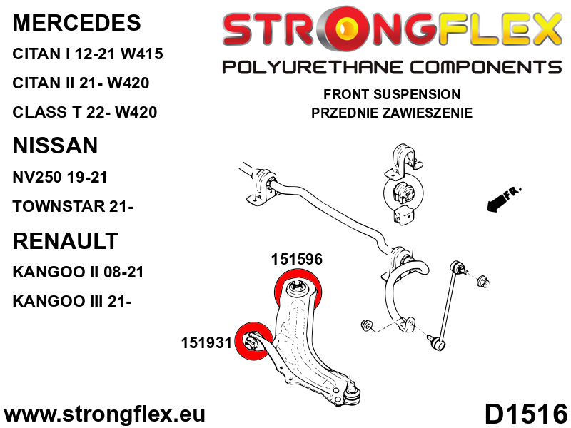 Silentblock de horquilla delantera delantero SPORT Renault Scenic R26 W415 (151931A)