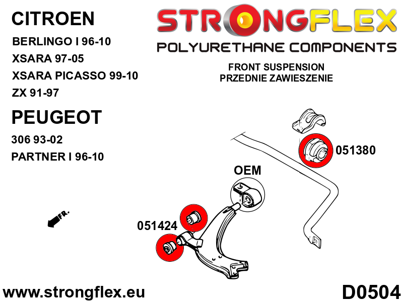 Silentblock delantero del brazo delantero SPORT Citroën Xsara ZX Berlingo (051424A)