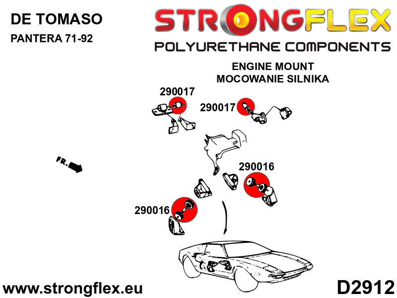 Silentblock trasero del soporte de la caja de cambios De Tomaso Pantera (290017B)