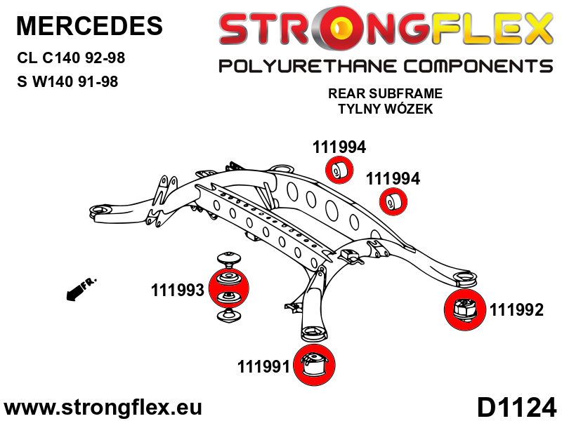 Silentblock trasero del soporte del diferencial trasero Mercedes SL R129 (111994B)