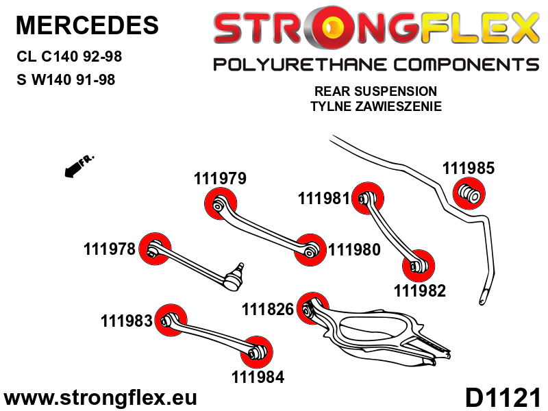 Silentblock trasero del brazo tirado trasero SPORT Mercedes Clase S W140 (111984A)