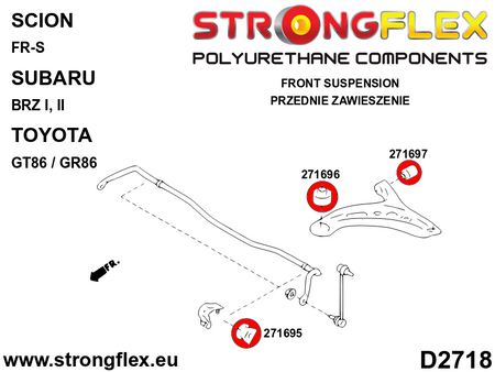 Silentblock trasero del brazo delantero SPORT Subaru BRZ GT86 GR86 FR-S (271697A)