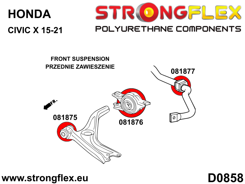 Silentblock de horquilla delantera trasera SPORT Honda Civic FC1 FC2 FC3 (081876A)