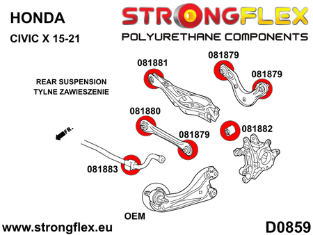 Silentblock de suspensión trasera SPORT Honda Civic FC1 FC2 FC3 FC4 FC5 FK4 (081880A)