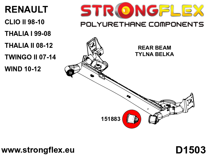 Silentblock de eje trasero SPORT Renault Thalia Clio Wind Twingo (151883A)
