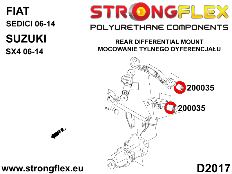 Silentblock de montaje del diferencial trasero SPORT Fiat Sedici AWD SX4 (200035A)