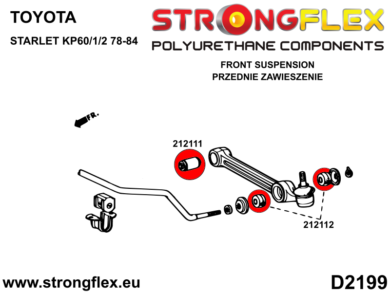 Silentblock exterior del brazo inferior delantero SPORT Toyota Starlet KP60 (212112A)