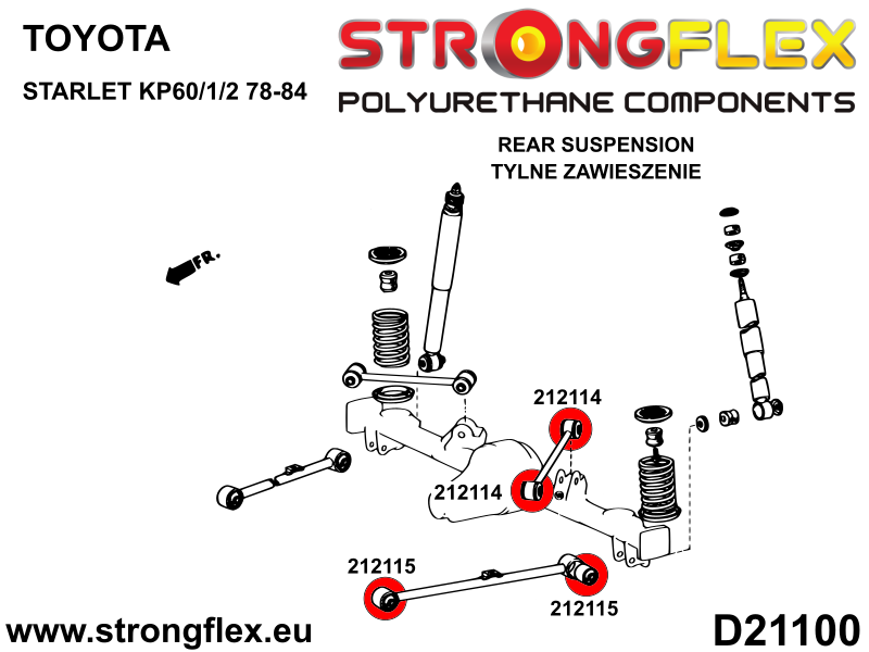Kit de silentblock de suspensión trasera SPORT Toyota Starlet KP60 (216307A)