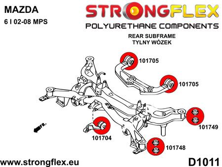 Silentblock delantero del subchasis trasero SPORT Mazda 6 GG8 GG1 GY1 AWD (101748A)