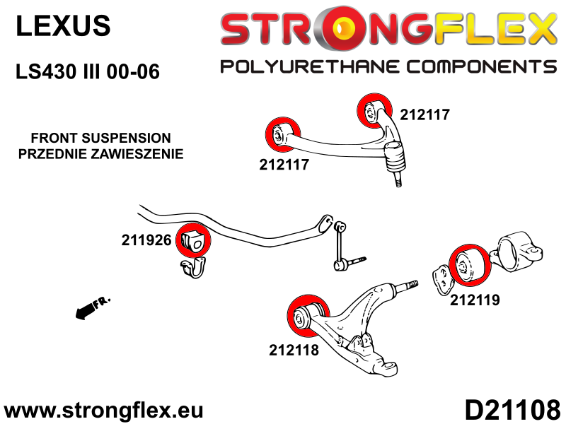 Kit de silentblocks de suspensión delantera SPORT Lexus LS XF30 (216309A)