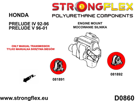 Insertos del soporte trasero del motor SPORT Honda Prelude (081892A)