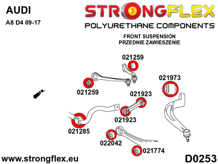 Kit completo de silentblocks de suspensión SPORT Audi A8 D4 FWD S8 (026289A)