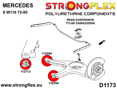 Silentblock de eje trasero SPORT Mercedes W123 W116 R107 Clase S SL 8 W114 (112113A)