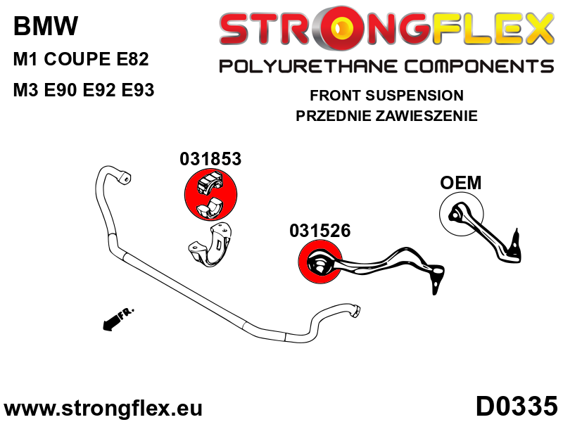 Buje de horquilla delantera BMW Serie 1 E81 E82 E87 E88 E90 E91 E92 E93 E89 (031526B)