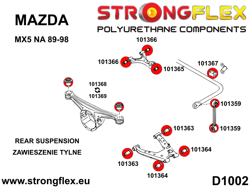 Manguito de montaje del diferencial trasero SPORT Mazda MX-5 Miata Roadster (101368A)