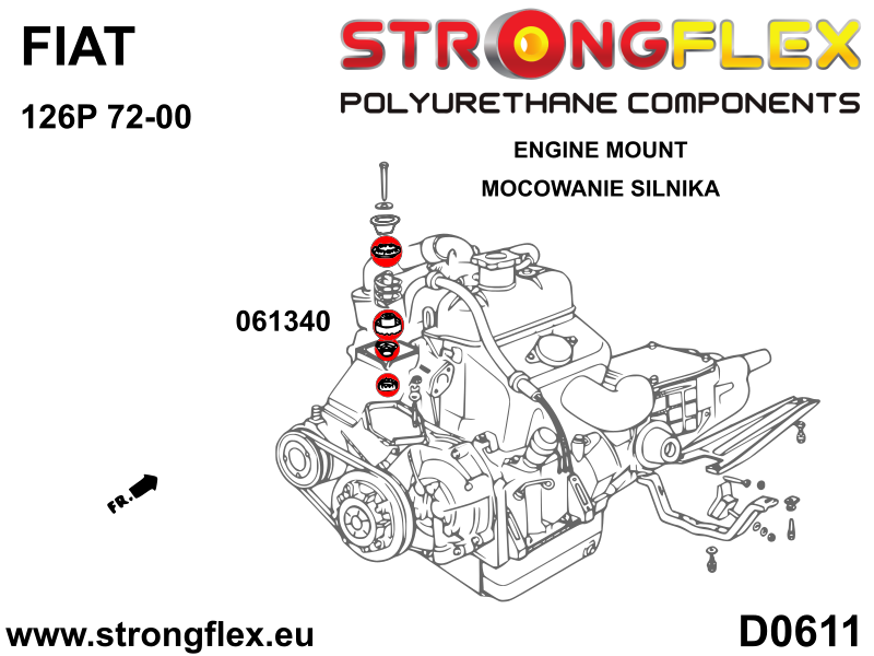 Kit completo de silentblocks de suspensión SPORT Fiat 126P (066085A)