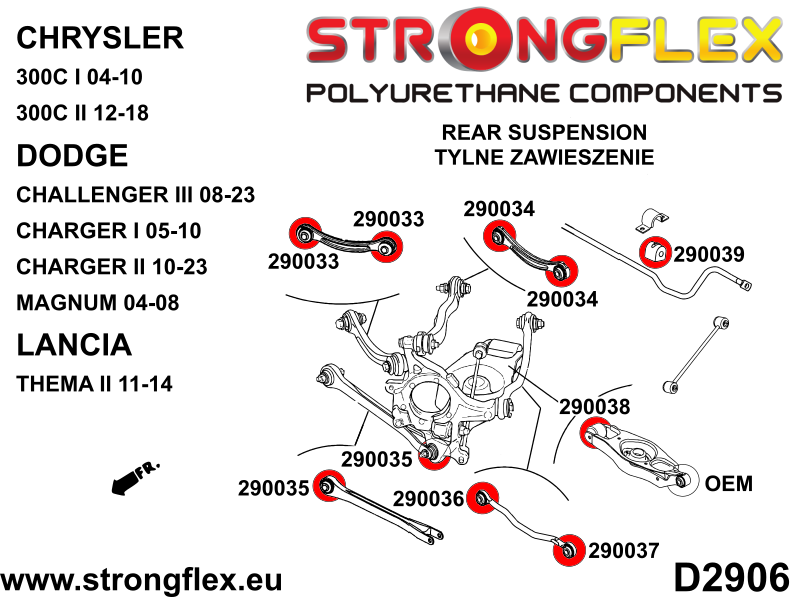 Silentblock del brazo superior trasero SPORT Dodge Challenger III RWD AWD (290033A)