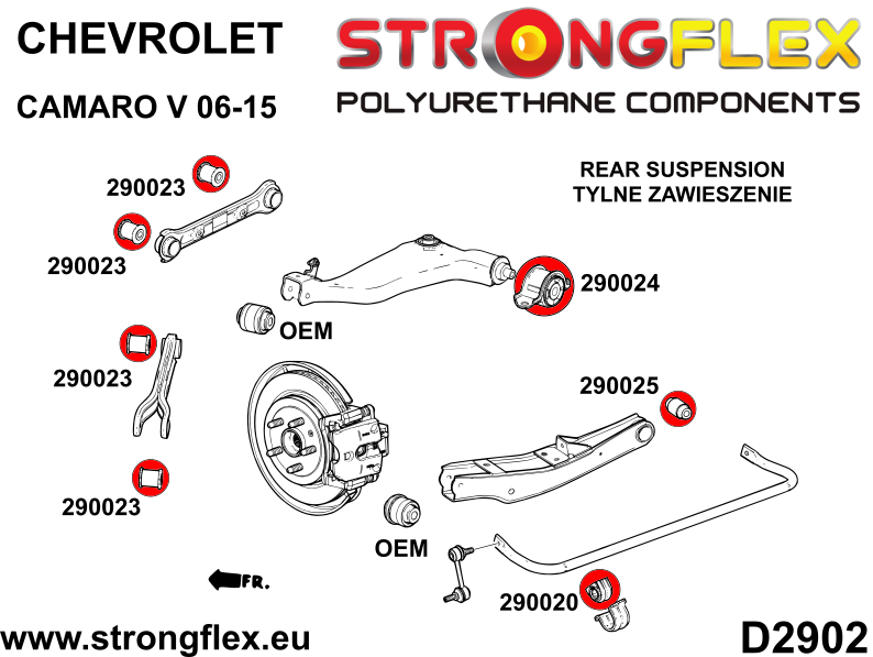 Silentblock de suspensión trasera SPORT Chevrolet Camaro V (290023A)