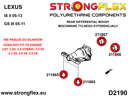 Silentblock de diferencial trasero trasero Toyota Altezza XE10 S190 XE20 (211866B)