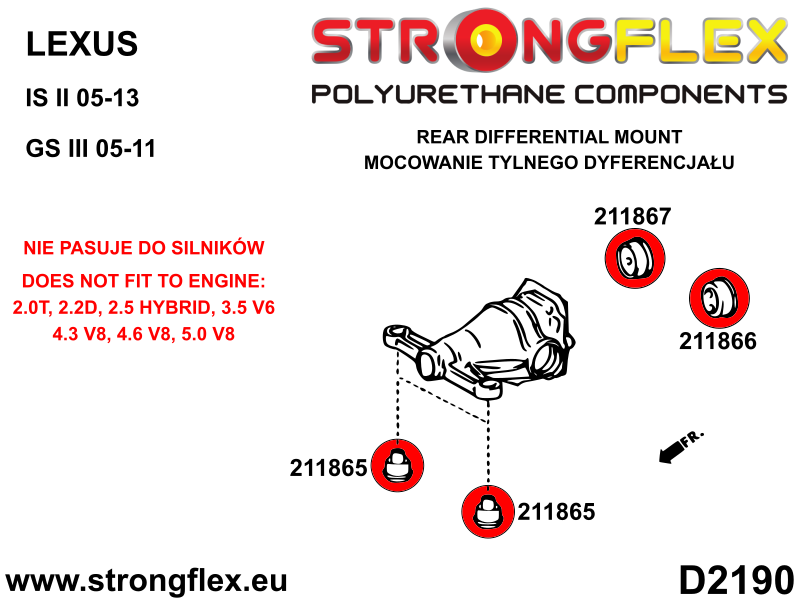 Silentblock de diferencial trasero trasero SPORT Toyota Altezza XE10 S190 (211867A)