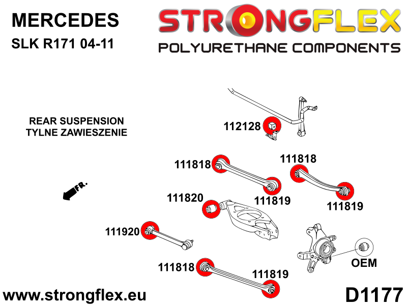 Kit completo de silentblocks de suspensión SPORT Mercedes SLK R171 (116306A)