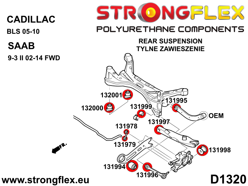 Silentblock de horquilla superior trasero interno SPORT Fiat Croma YS3F FWD (131995A)