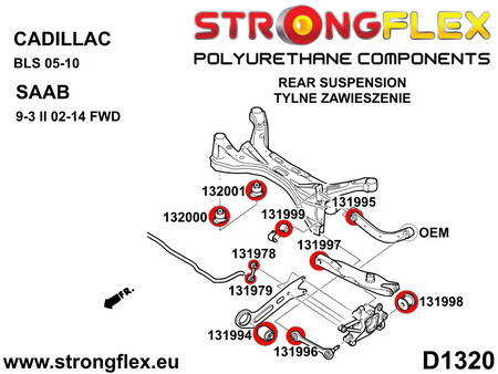 Silentblock de la barra trasera al buje SPORT Fiat Croma YS3F FWD Vectra (131998A)