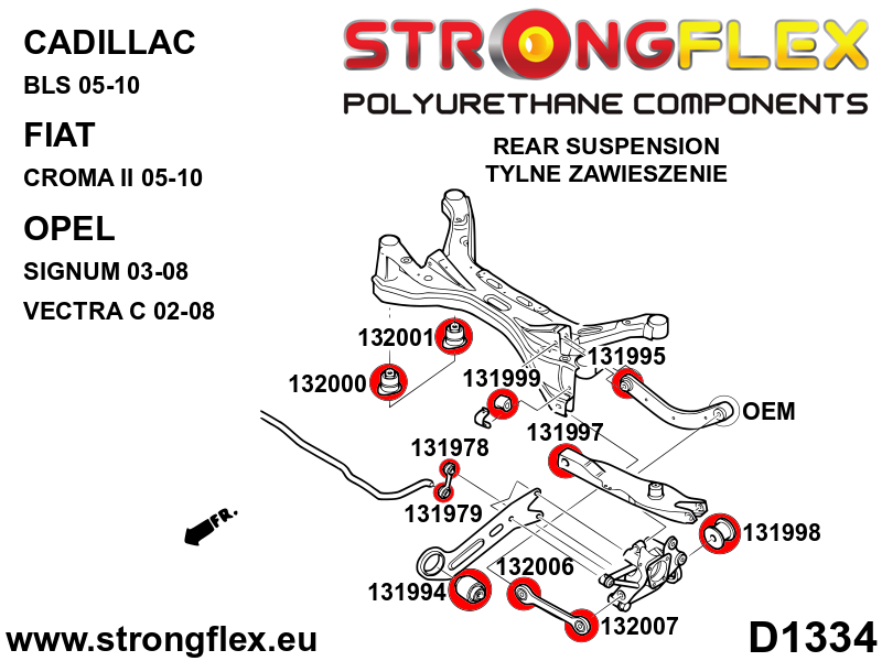 Silentblock delantero del subchasis trasero Cadillac BLS YS3F FWD 9-3 (132000B)