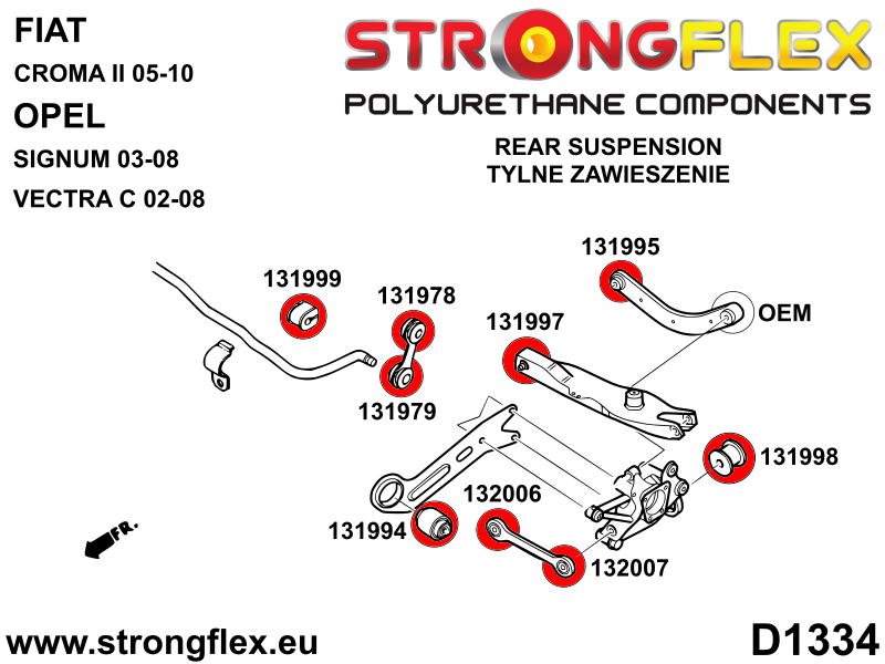 Silentblock de la barra trasera al buje SPORT Fiat Croma YS3F FWD Vectra (131998A)