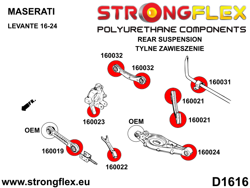 Silentblock trasero del brazo tirado inferior trasero SPORT Maserati (160024A)