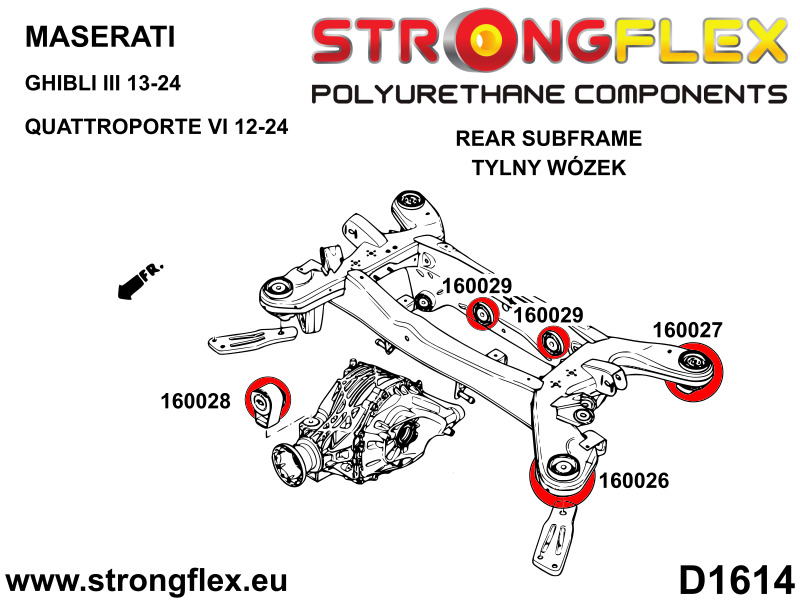 Silentblock delantero del soporte del diferencial trasero Maserati Ghibli (160028B)