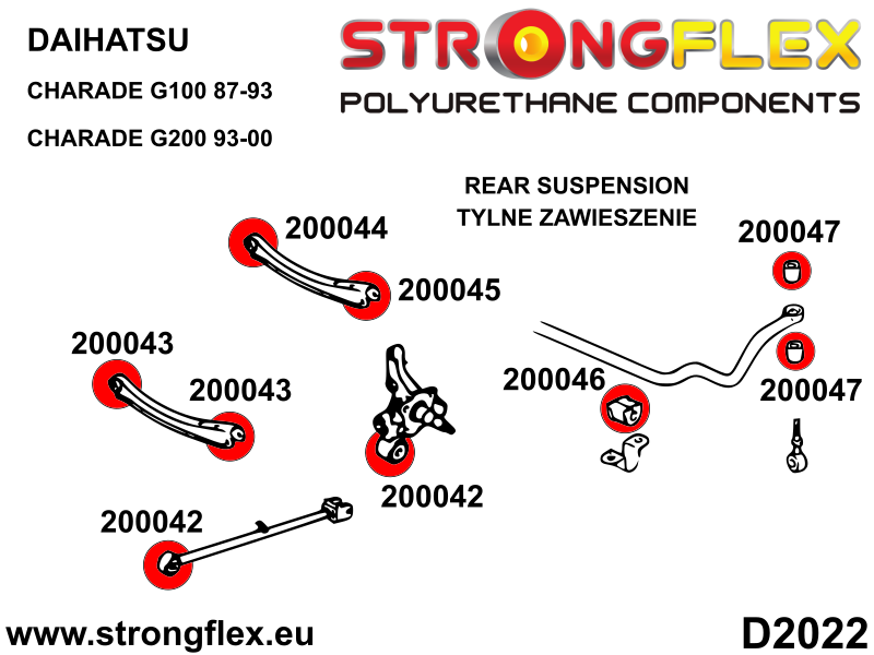 Kit completo de silentblocks de suspensión SPORT Daihatsu Charade G100 G200 (206179A)
