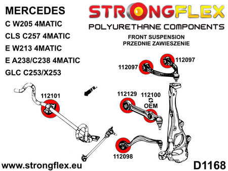 Silentblock del amortiguador delantero SPORT Mercedes GLC X253 W205 C238 (112100A)