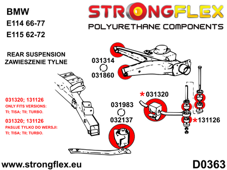Kit completo de silentblocks de suspensión BMW Neue Klasse E114 E115 (036152B)