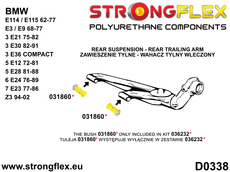 Kit completo de silentblocks de suspensión BMW Neue Klasse E114 E115 (036152B)