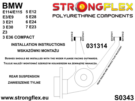 Kit completo de silentblocks de suspensión BMW Neue Klasse E114 E115 (036152B)