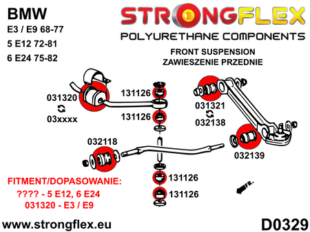 Kit de suspensión delantera BMW Serie 6 E24 E12 E3 E9 Serie 5 (036133B)