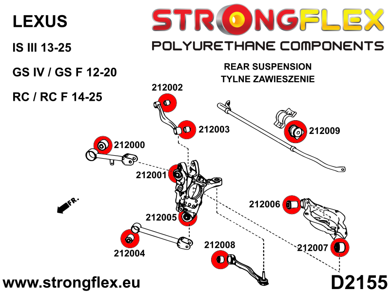 Kit de silentblock de suspensión trasera SPORT Lexus GS L10 XE30 RC (216272A)